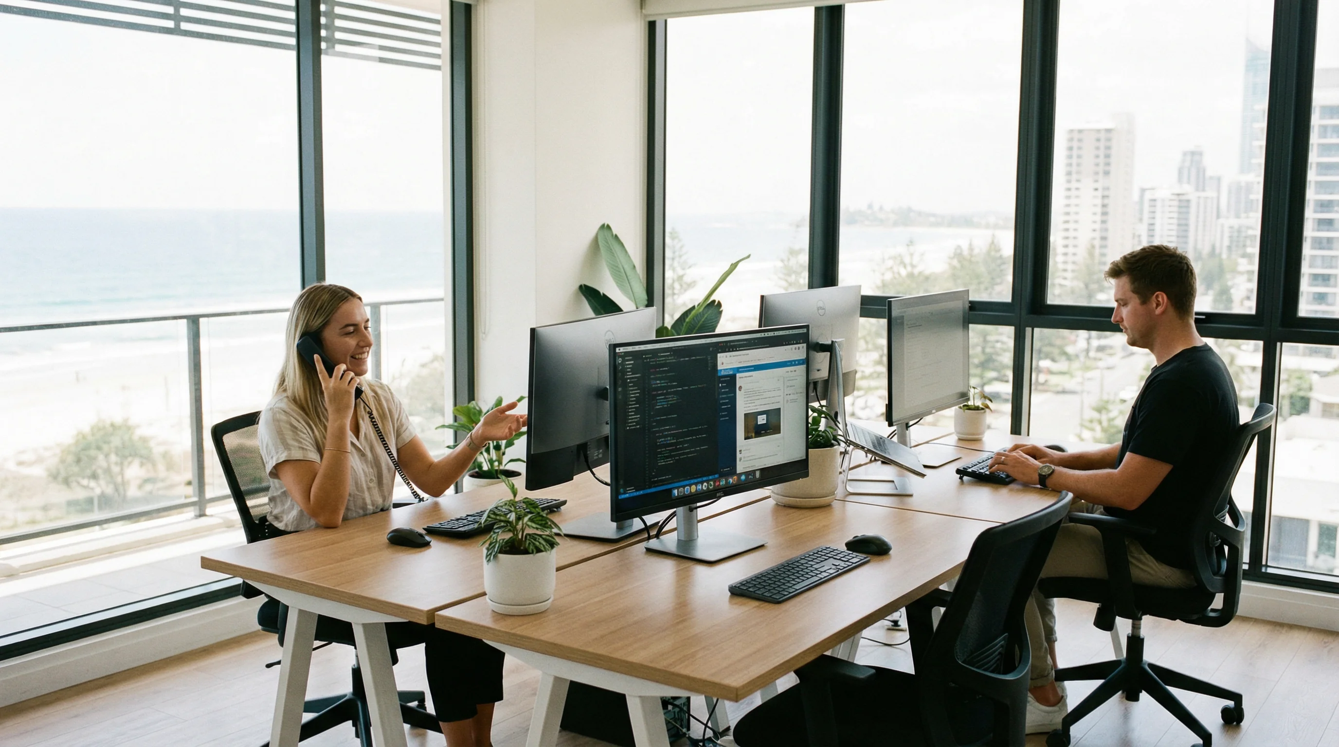Gold Coast business staff using remote IT support service