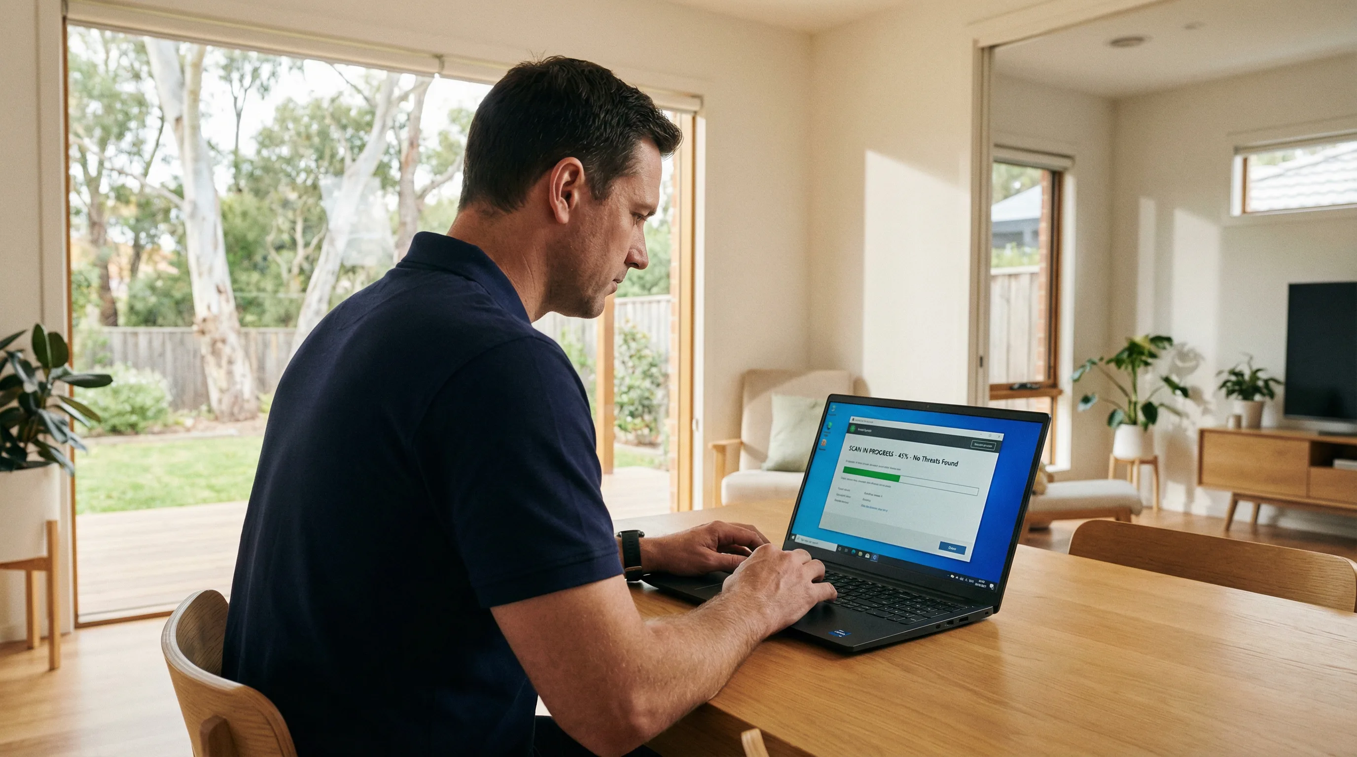 IT technician performing virus and malware removal on a Gold Coast business computer