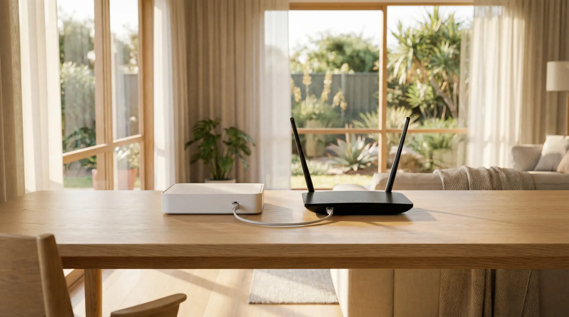 A business router being configured by bcom ICT on the Gold Coast
