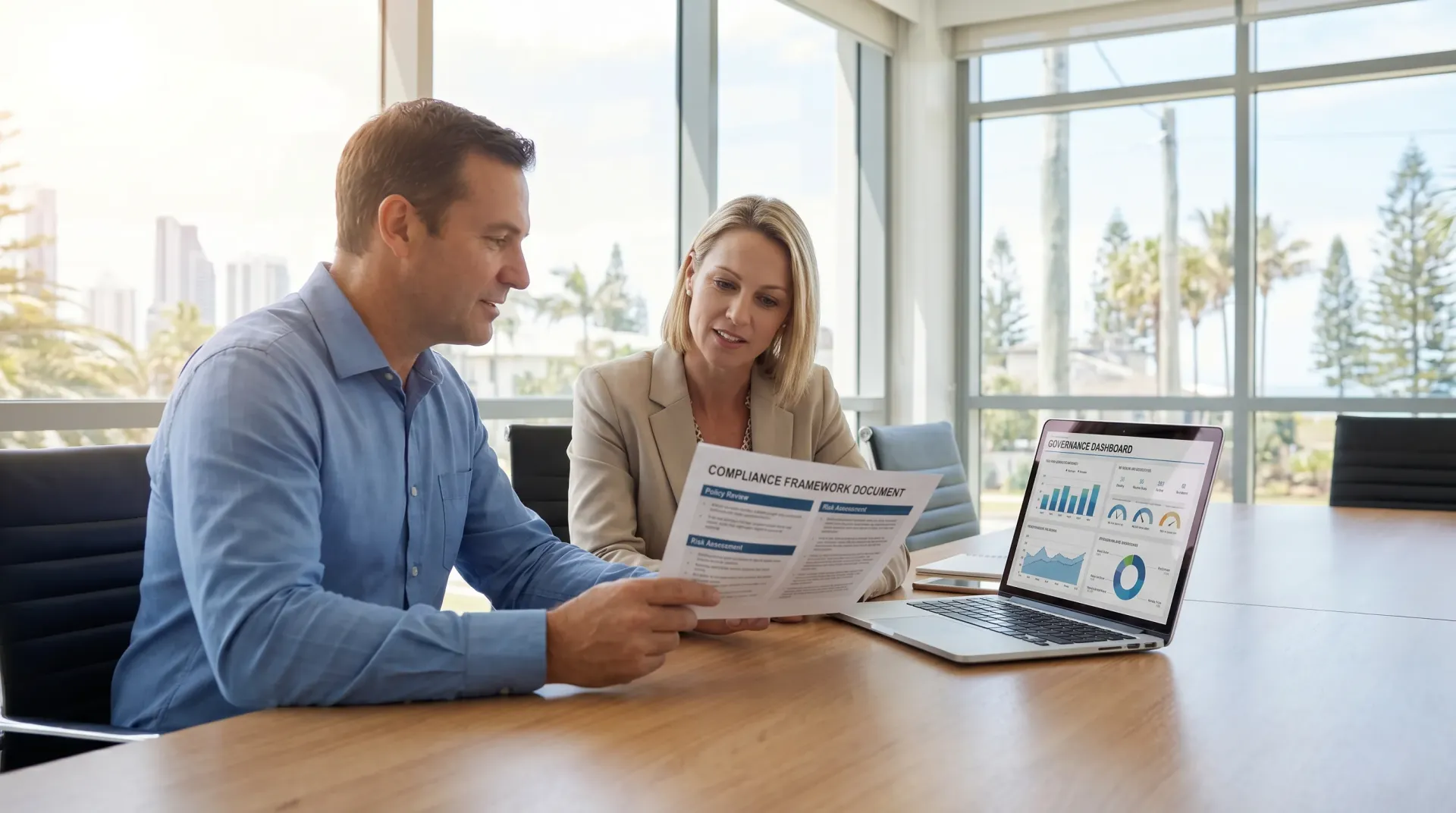 AI governance framework documentation being prepared by bcom ICT for an Australian business
