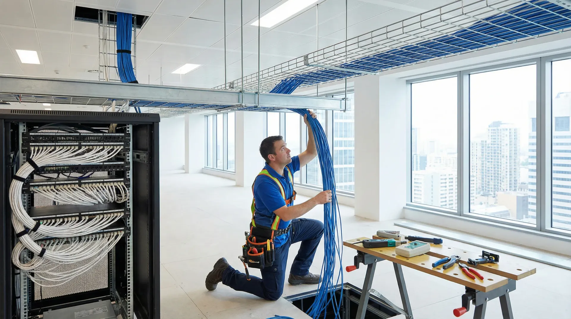 Phone line and voice cabling installed in a Gold Coast commercial premises